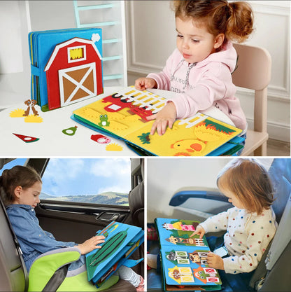 Montessori Farm Animal Busy Board Sensory Activity Toy
