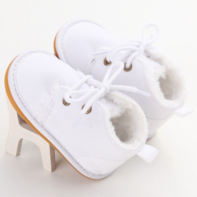 Lace-Up Cotton Baby Ankle Booties