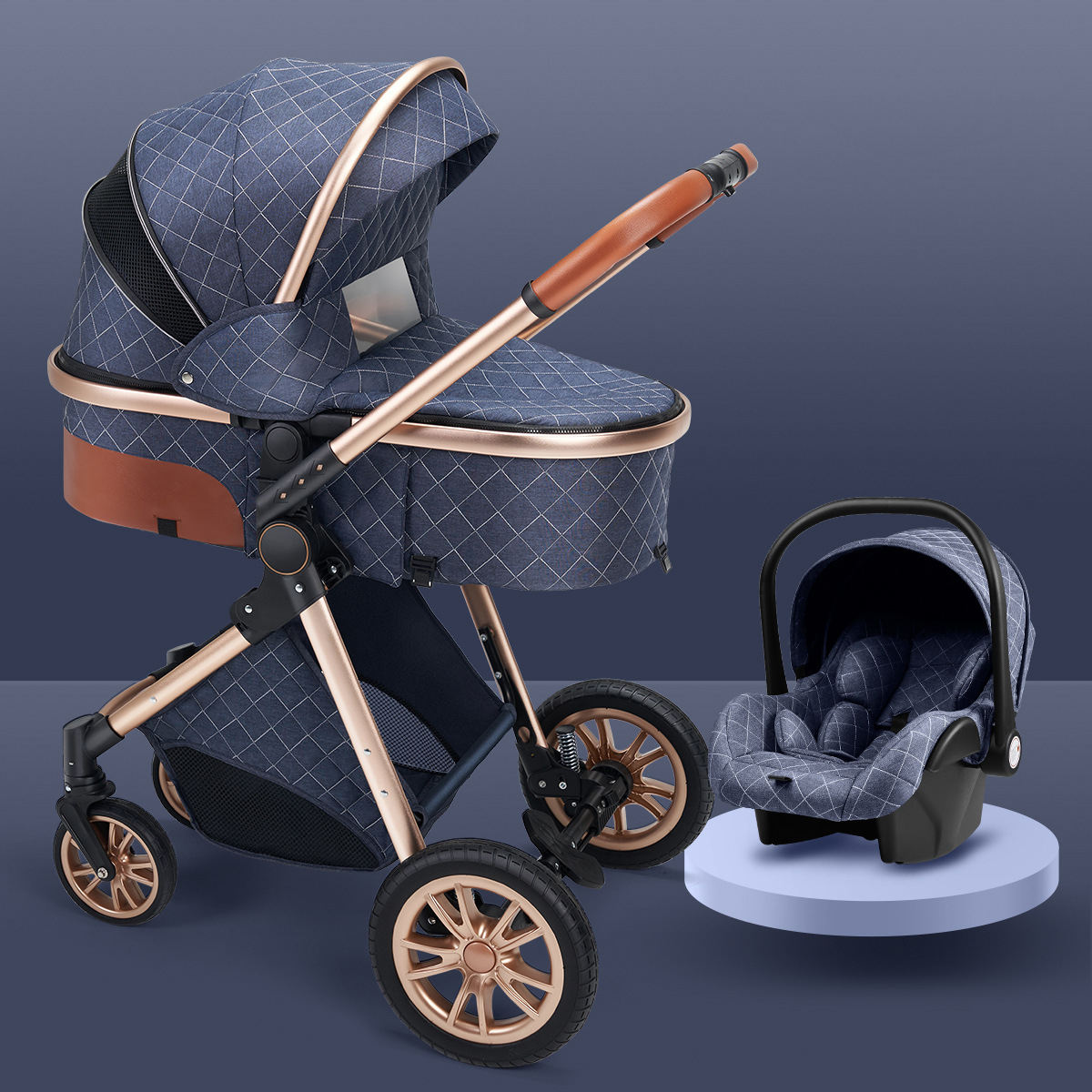 Lightweight Folding Two-Way Shock-Absorbing Baby Stroller