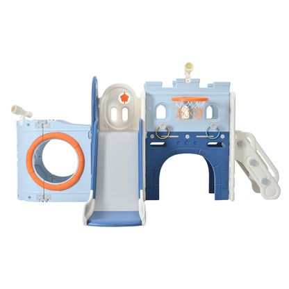 10-in-1 Pirate Ship Toddler Slide Set with Basketball Hoop