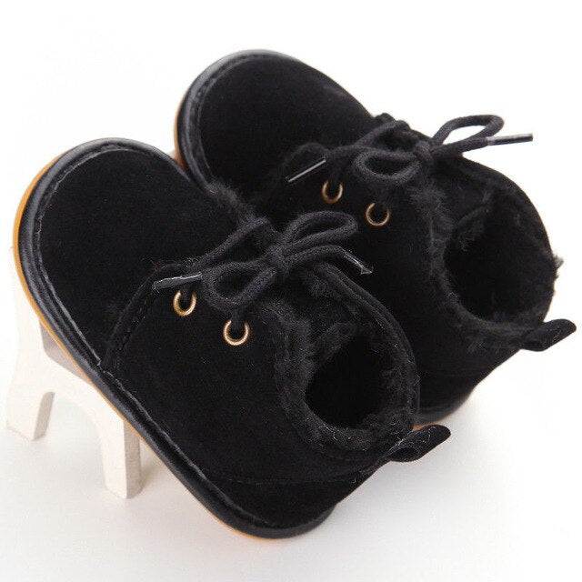 Lace-Up Cotton Baby Ankle Booties