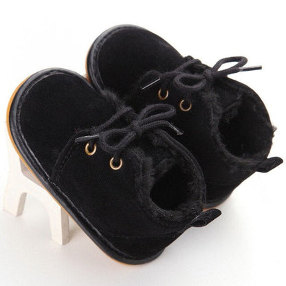 Lace-Up Cotton Baby Ankle Booties