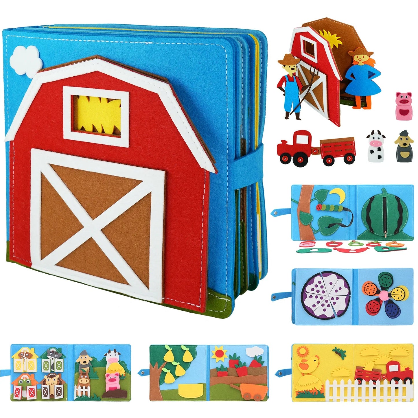Montessori Farm Animal Busy Board Sensory Activity Toy