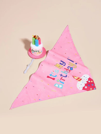 Pet Birthday Party Costume Set with Hat & Bandana