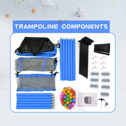 55'' Kids Mini Trampoline with Safety Enclosure Net & Balls
