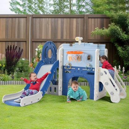 9-in-1 Pirate Ship Toddler Slide Set with Tunnel & Hoop