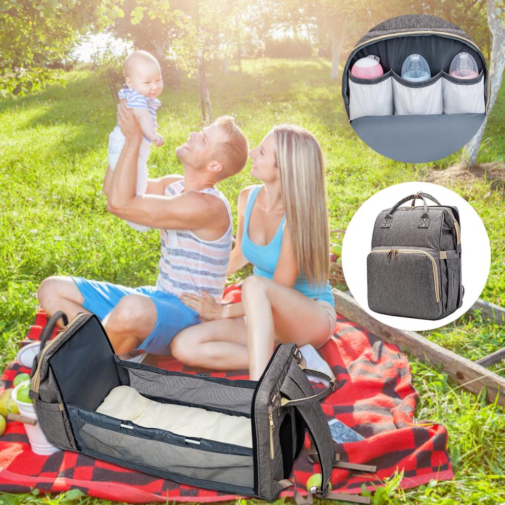Convertible Lightweight Baby Diaper Bag Backpack & Bed
