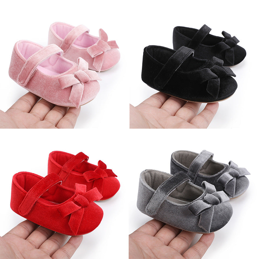 Baby Girl Flannel Dress Shoes with Soft Soles