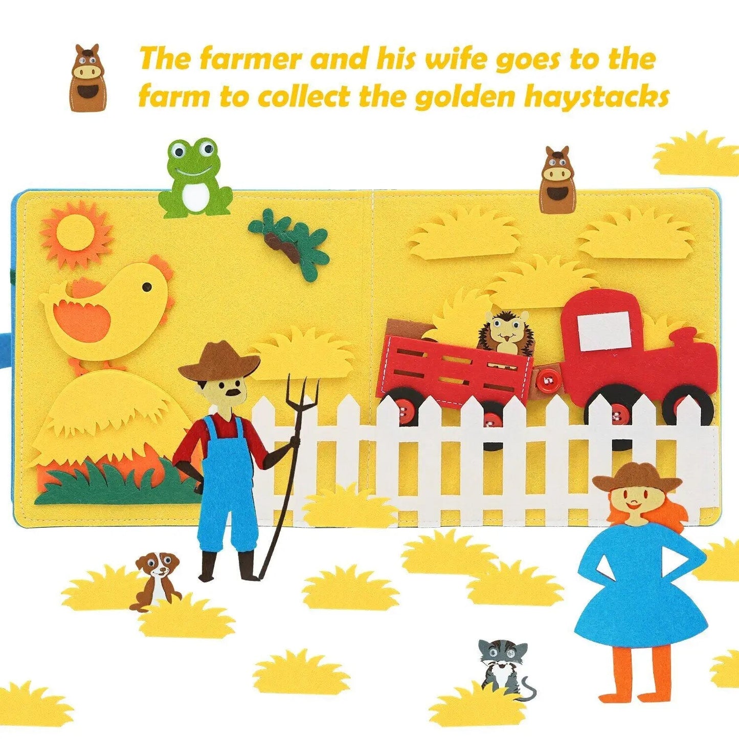 Montessori Farm Animal Busy Board Sensory Activity Toy