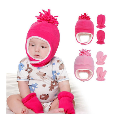 Newborn Beanie Hat & Gloves Set with Ears