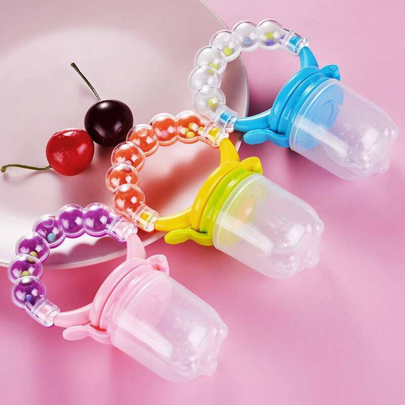 Baby Fruit Feeder Pacifier with Hand Bell Toy