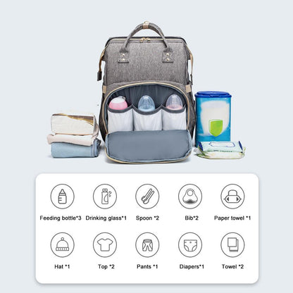 Convertible Lightweight Baby Diaper Bag Backpack & Bed