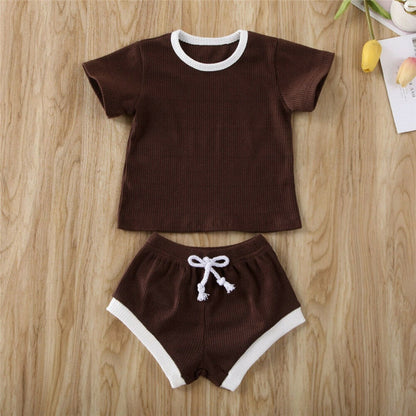 Baby Ribbed Short-Sleeve Top & Shorts Set
