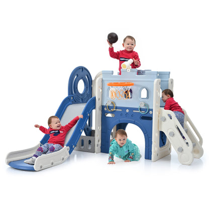 9-in-1 Pirate Ship Toddler Slide Set with Tunnel & Hoop