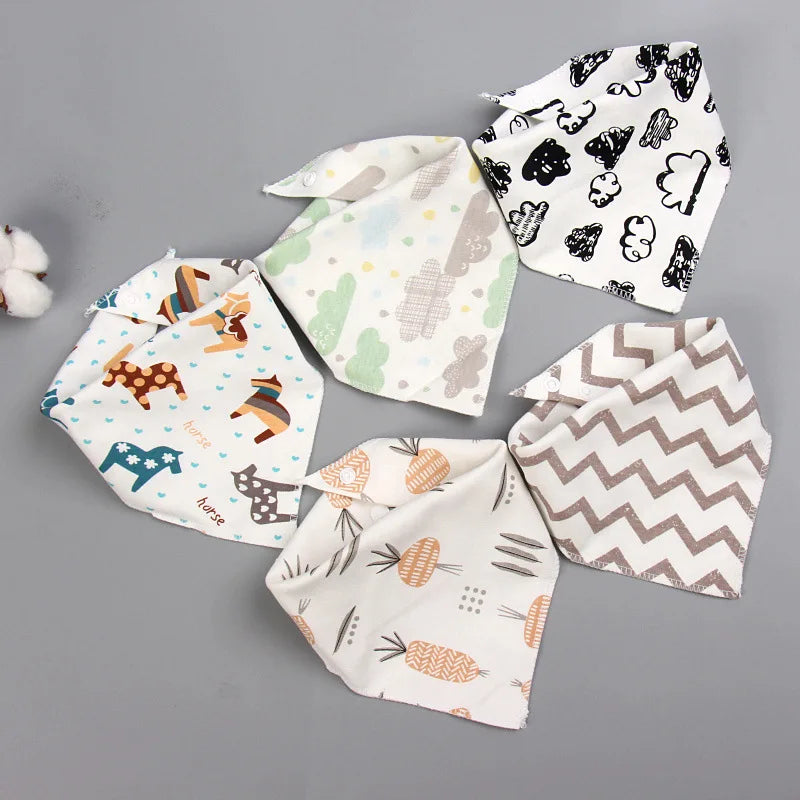 5Pack Cotton Triangle Bandana Baby Bibs & Burp Cloths