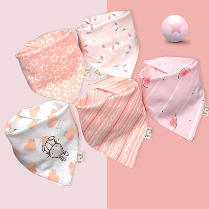 5Pack Cotton Triangle Bandana Baby Bibs & Burp Cloths