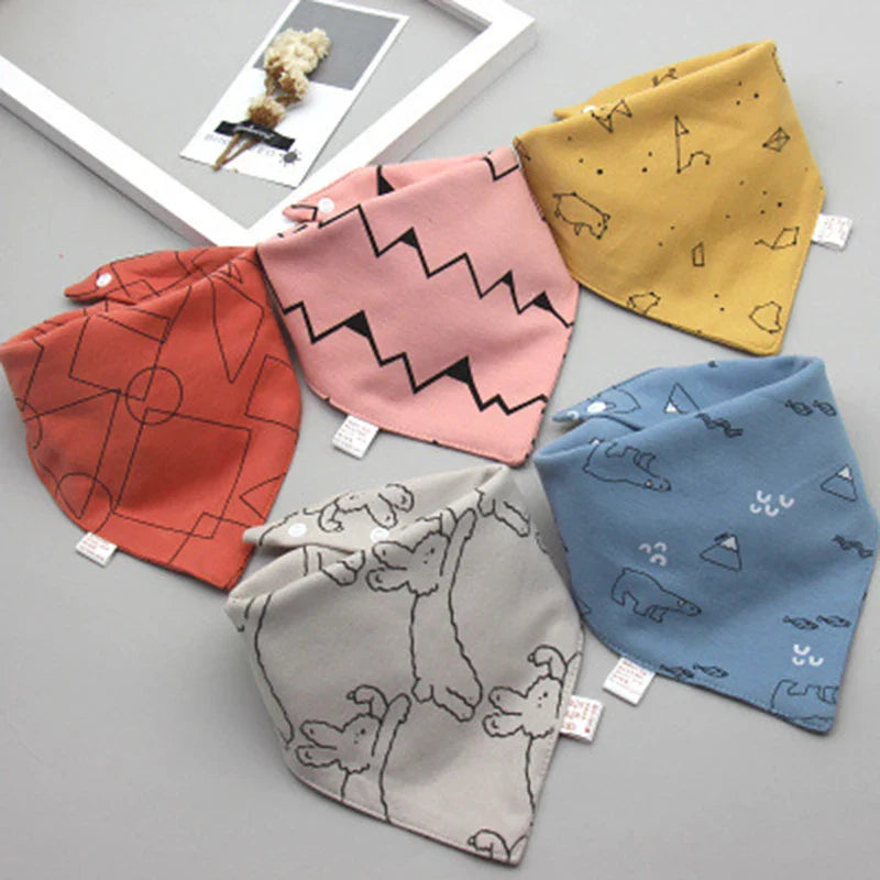5Pack Cotton Triangle Bandana Baby Bibs & Burp Cloths