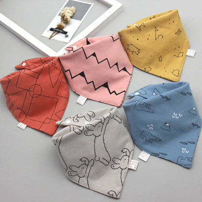 5Pack Cotton Triangle Bandana Baby Bibs & Burp Cloths