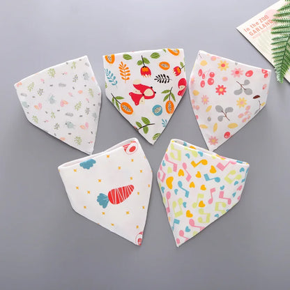 5Pack Cotton Triangle Bandana Baby Bibs & Burp Cloths