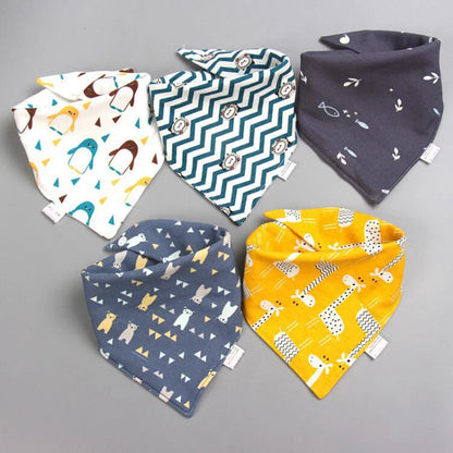 5Pack Cotton Triangle Bandana Baby Bibs & Burp Cloths