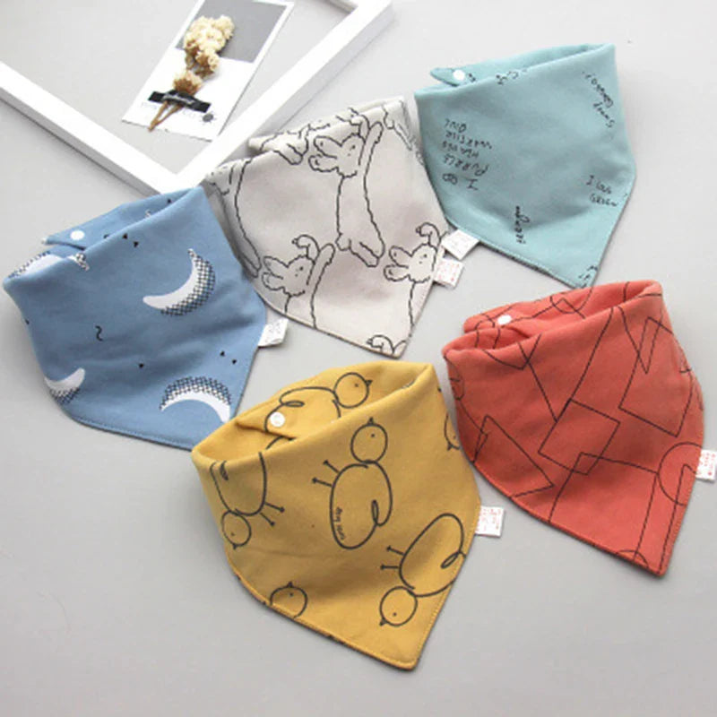 5Pack Cotton Triangle Bandana Baby Bibs & Burp Cloths