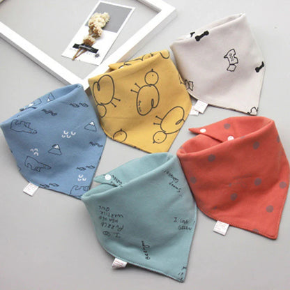 5Pack Cotton Triangle Bandana Baby Bibs & Burp Cloths