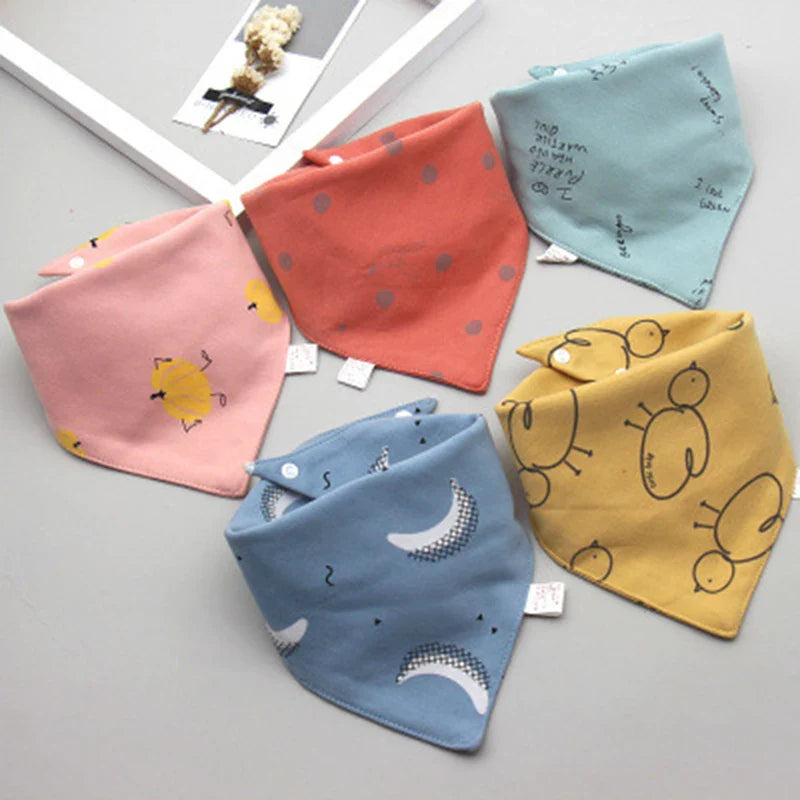5Pack Cotton Triangle Bandana Baby Bibs & Burp Cloths