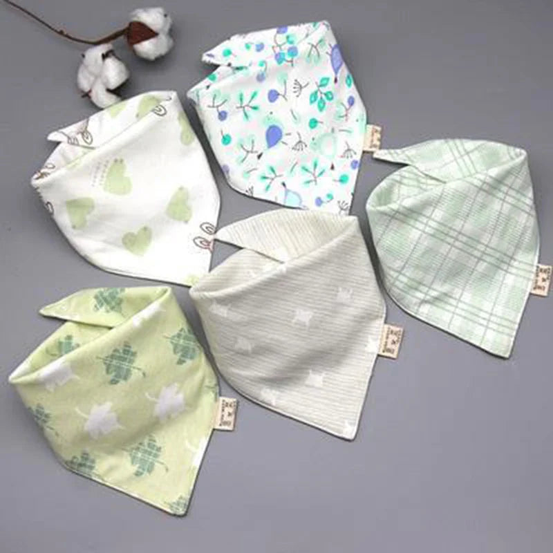 5Pack Cotton Triangle Bandana Baby Bibs & Burp Cloths