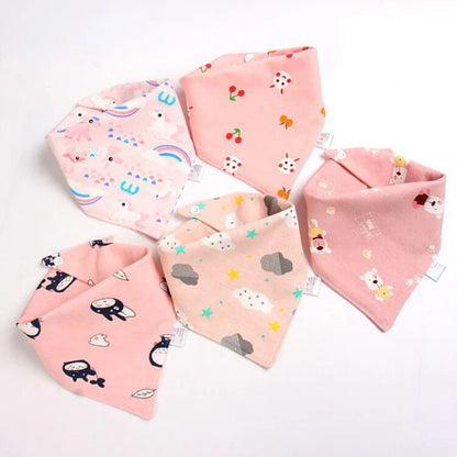 5Pack Cotton Triangle Bandana Baby Bibs & Burp Cloths