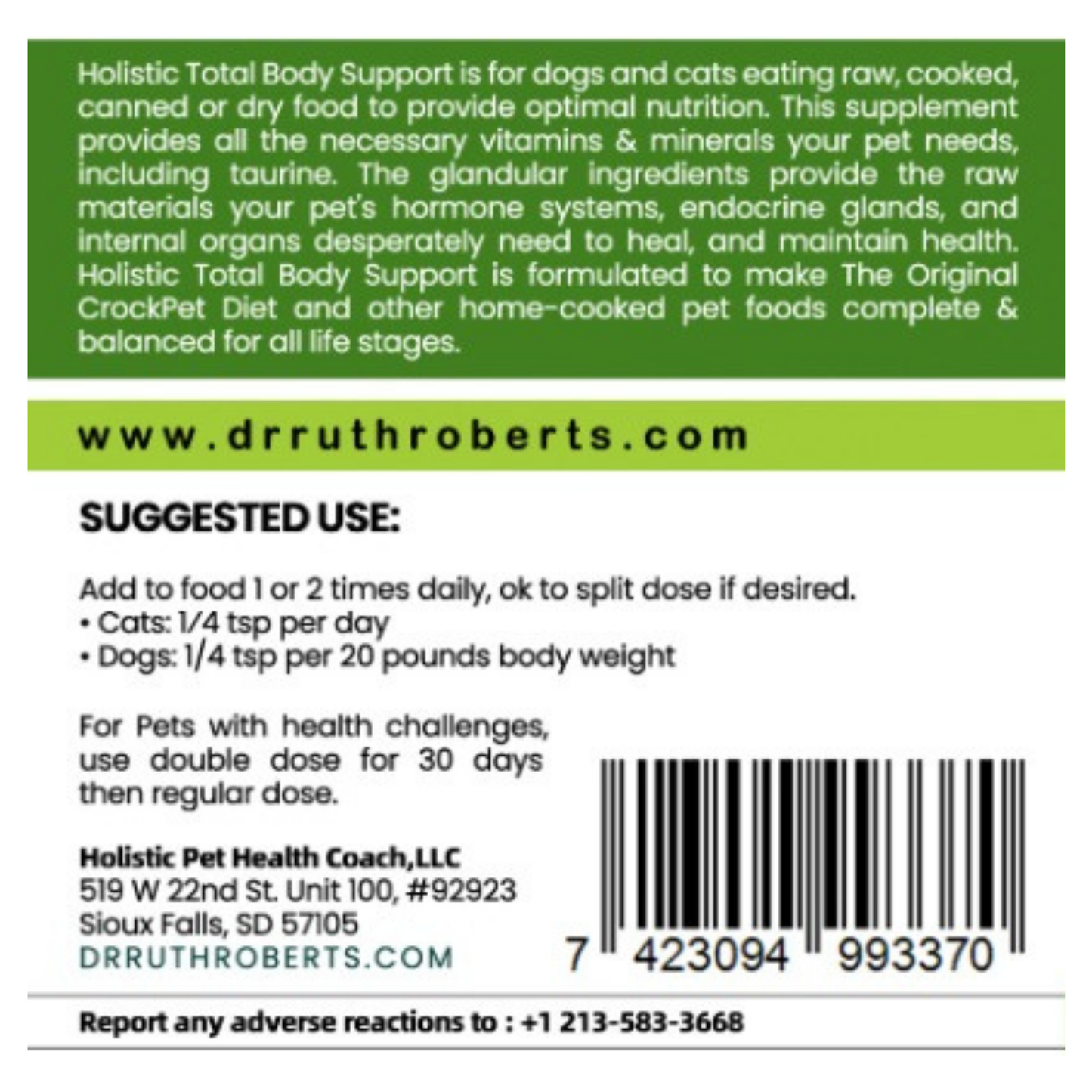 Holistic Total Body Support – Multivitamin & Glandular Support for Cats and Dogs