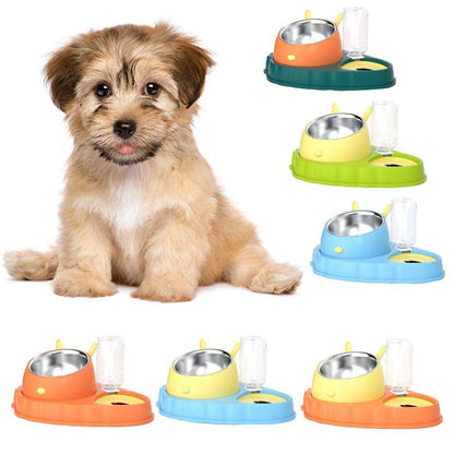 Carrot Design Tilted Double Pet Feeding Bowl
