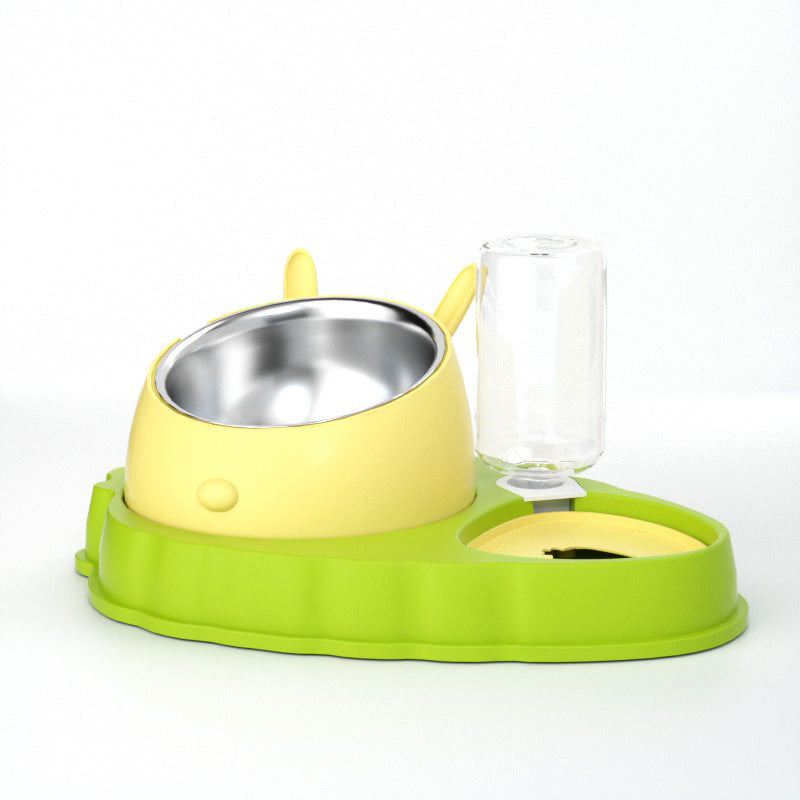 Carrot Design Tilted Double Pet Feeding Bowl