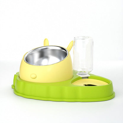 Carrot Design Tilted Double Pet Feeding Bowl