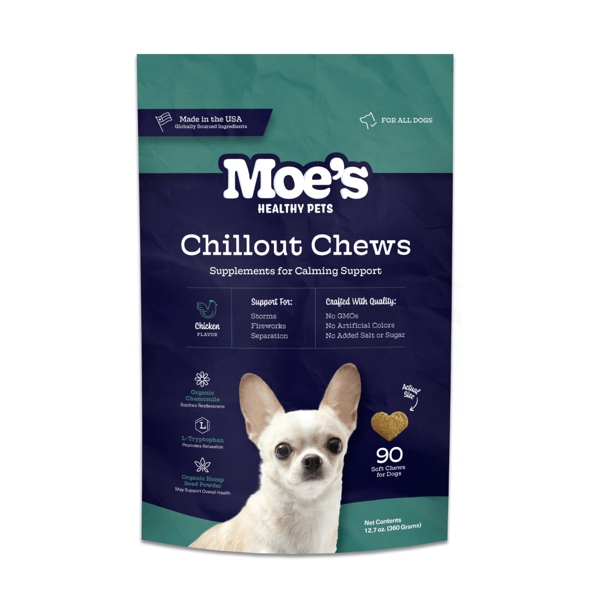 Moe's Chillout Chews - Dog Calming Supplements with Hemp & Chamomile