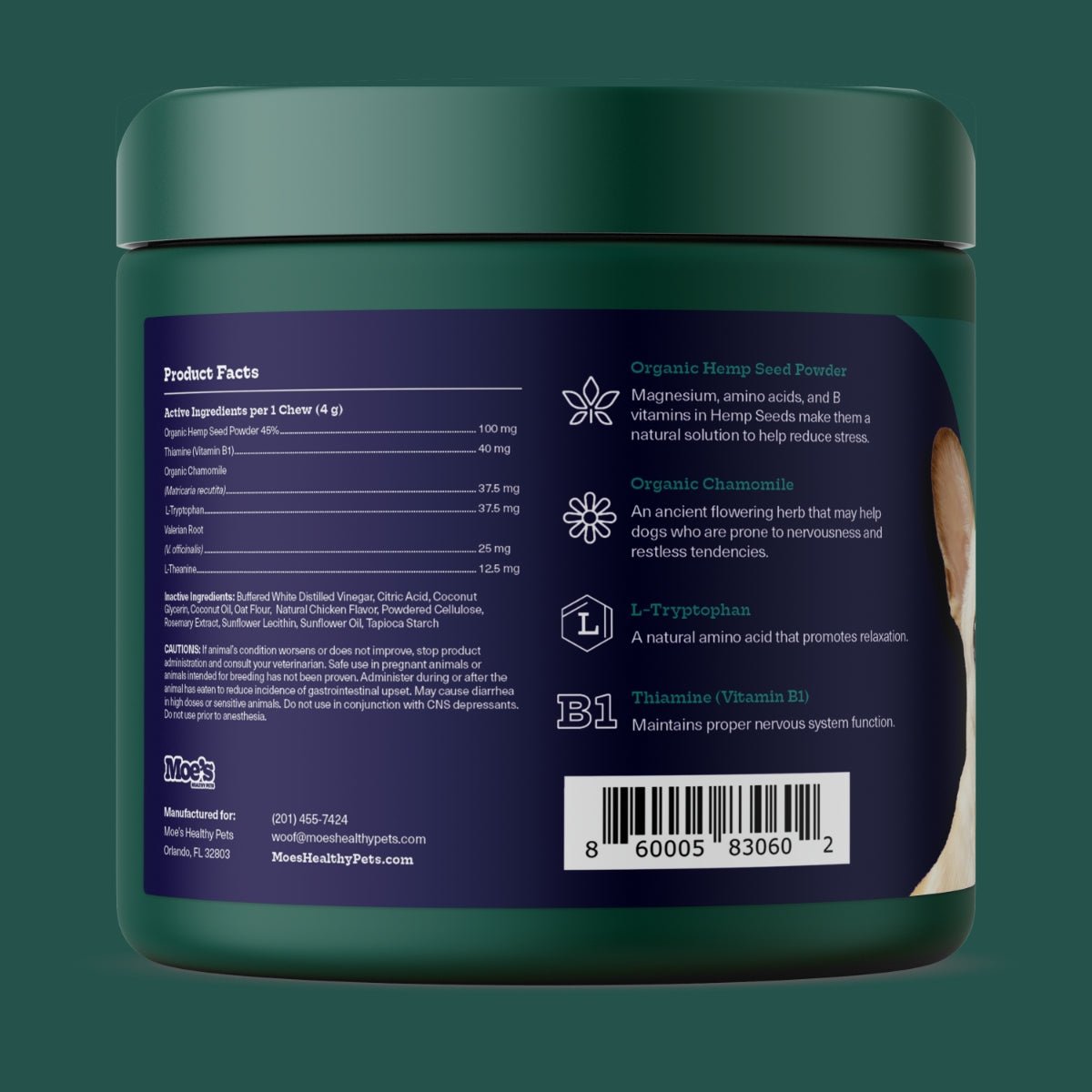 Moe's Chillout Chews - Dog Calming Supplements with Hemp & Chamomile