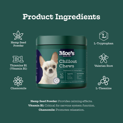 Moe's Chillout Chews - Dog Calming Supplements with Hemp & Chamomile