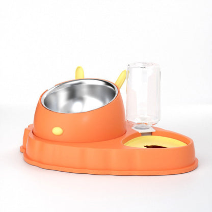 Carrot Design Tilted Double Pet Feeding Bowl