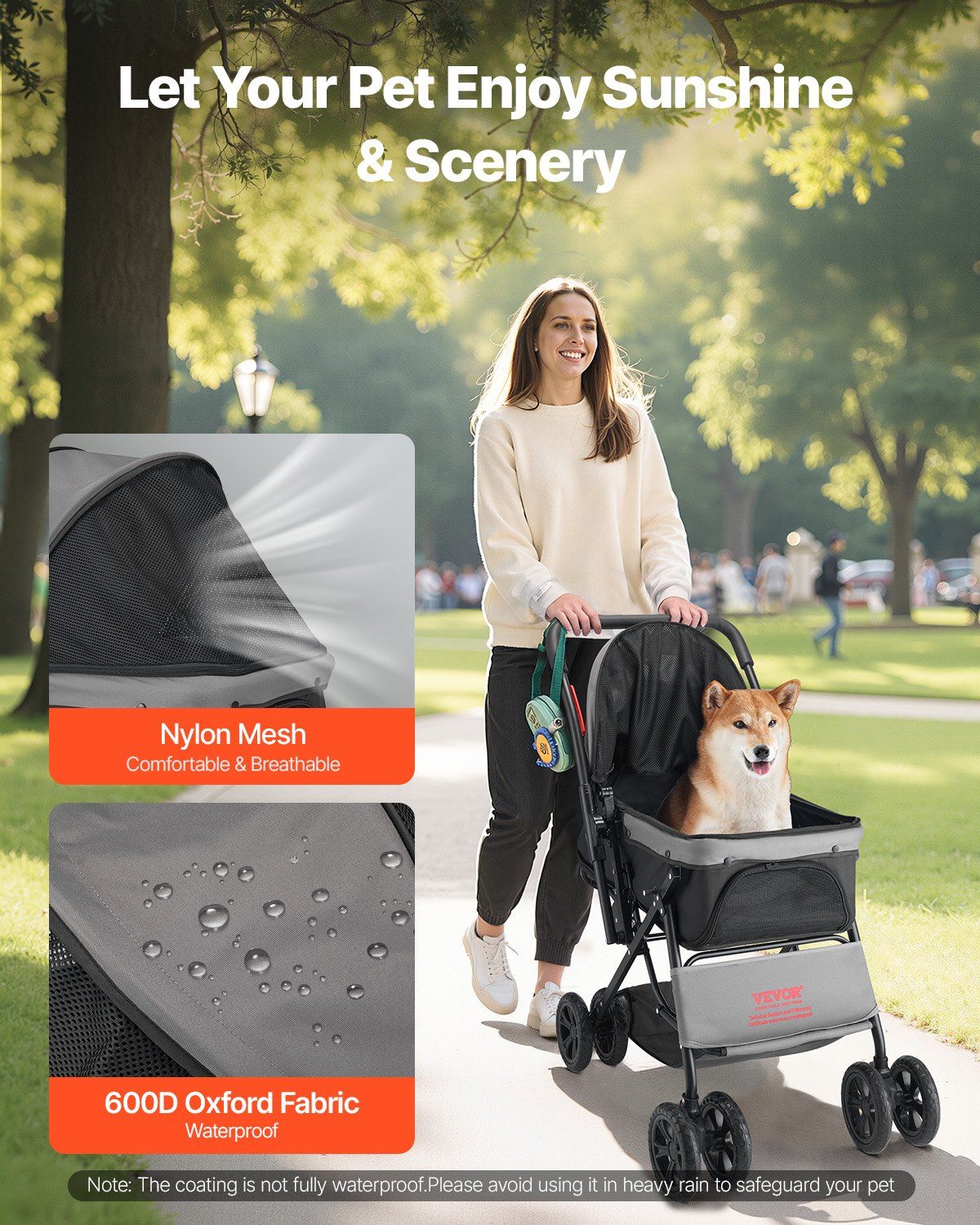 Foldable 4 Wheels Travel Dog Stroller up to 44lbs