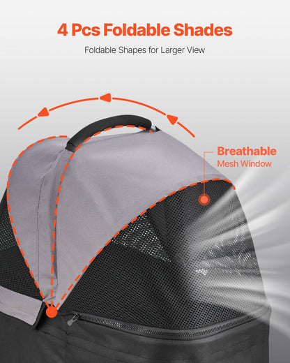 Foldable 4-Wheel Pet Stroller with Detachable Carrier for Small to Medium Pets