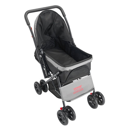 Foldable 4 Wheels Travel Dog Stroller up to 44lbs