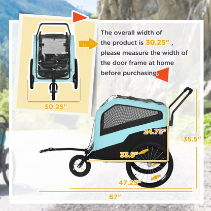 Aosom 2-in-1 Large Dog Bike Trailer & Pet Stroller (up to 66 lbs)