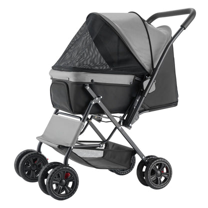 Foldable 4 Wheels Travel Dog Stroller up to 44lbs