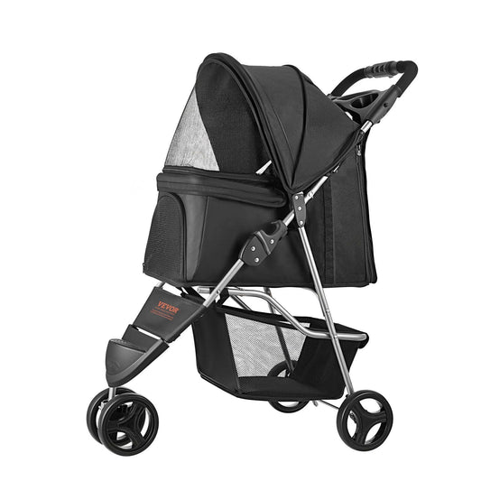 Foldable 3 Wheel Dog Stroller with Brake up to 35lbs