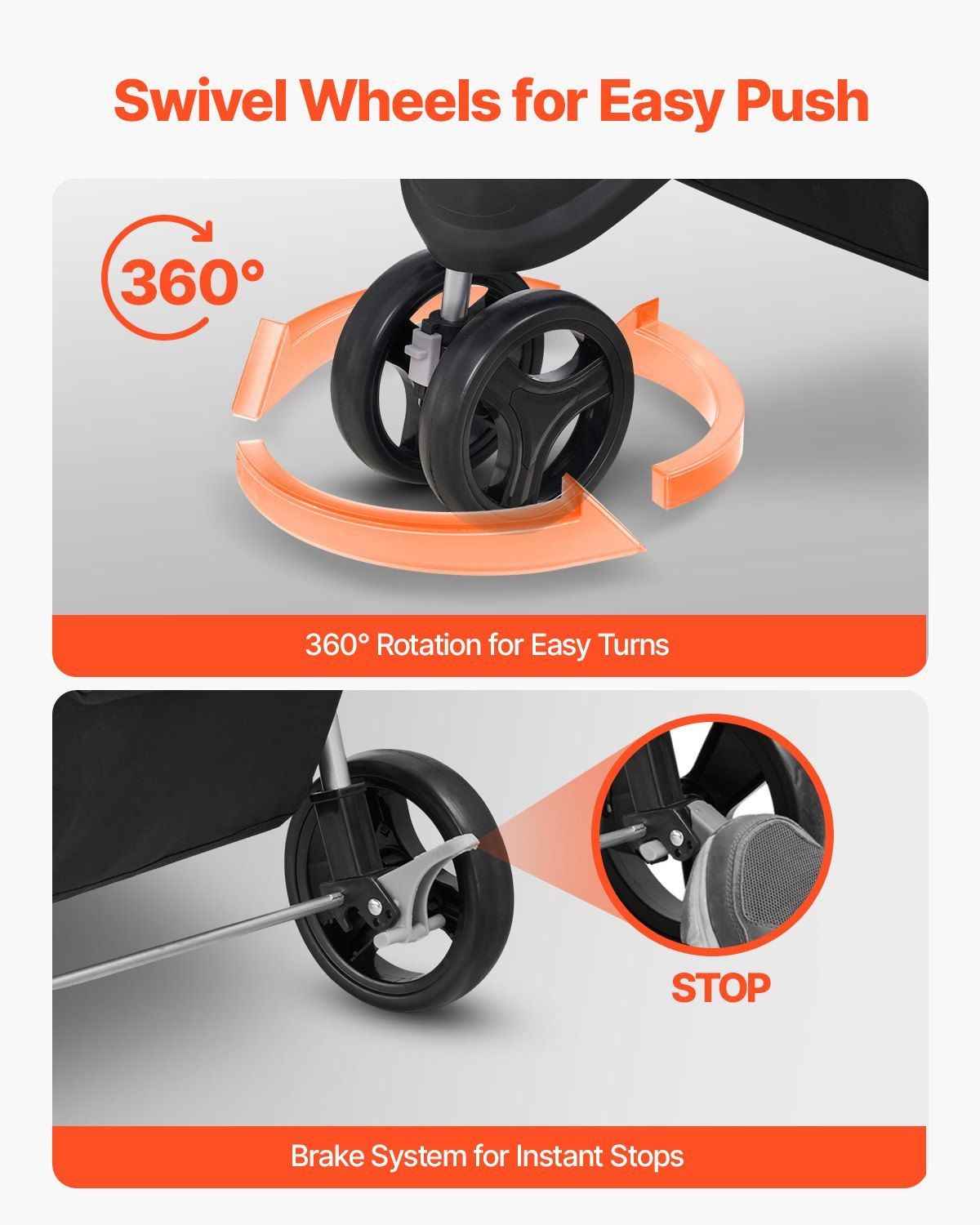 Foldable 3 Wheel Dog Stroller with Brake up to 35lbs