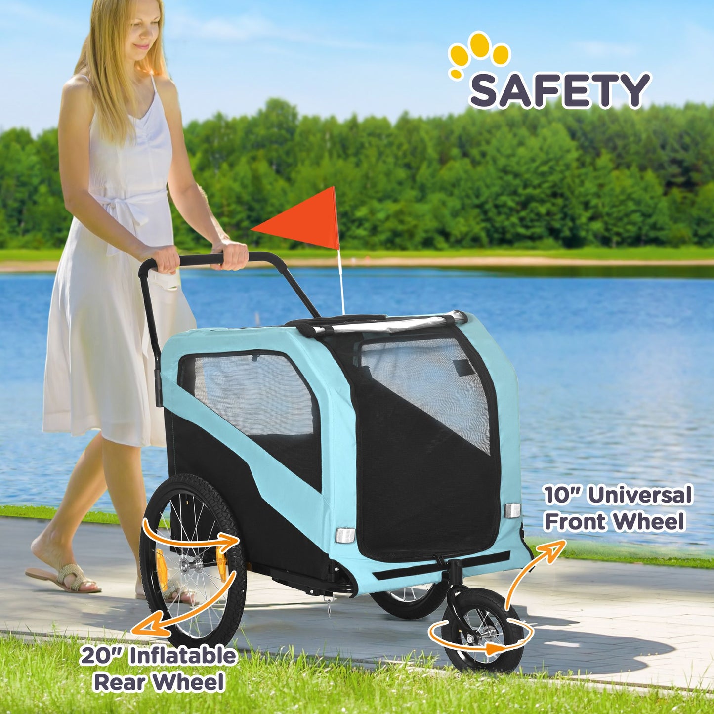 Aosom 2-in-1 Large Dog Bike Trailer & Pet Stroller (up to 66 lbs)