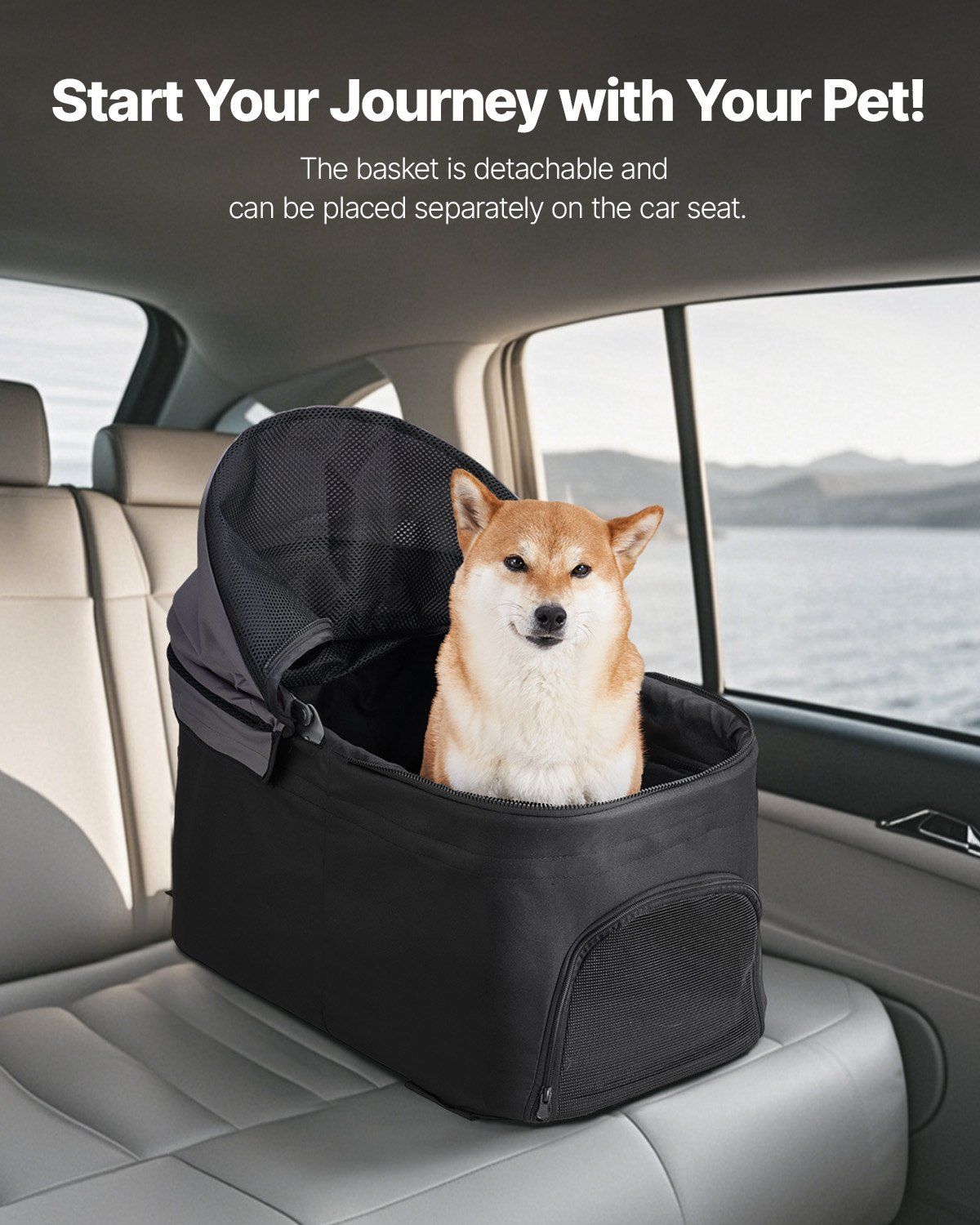 Foldable 4-Wheel Pet Stroller with Detachable Carrier for Small to Medium Pets