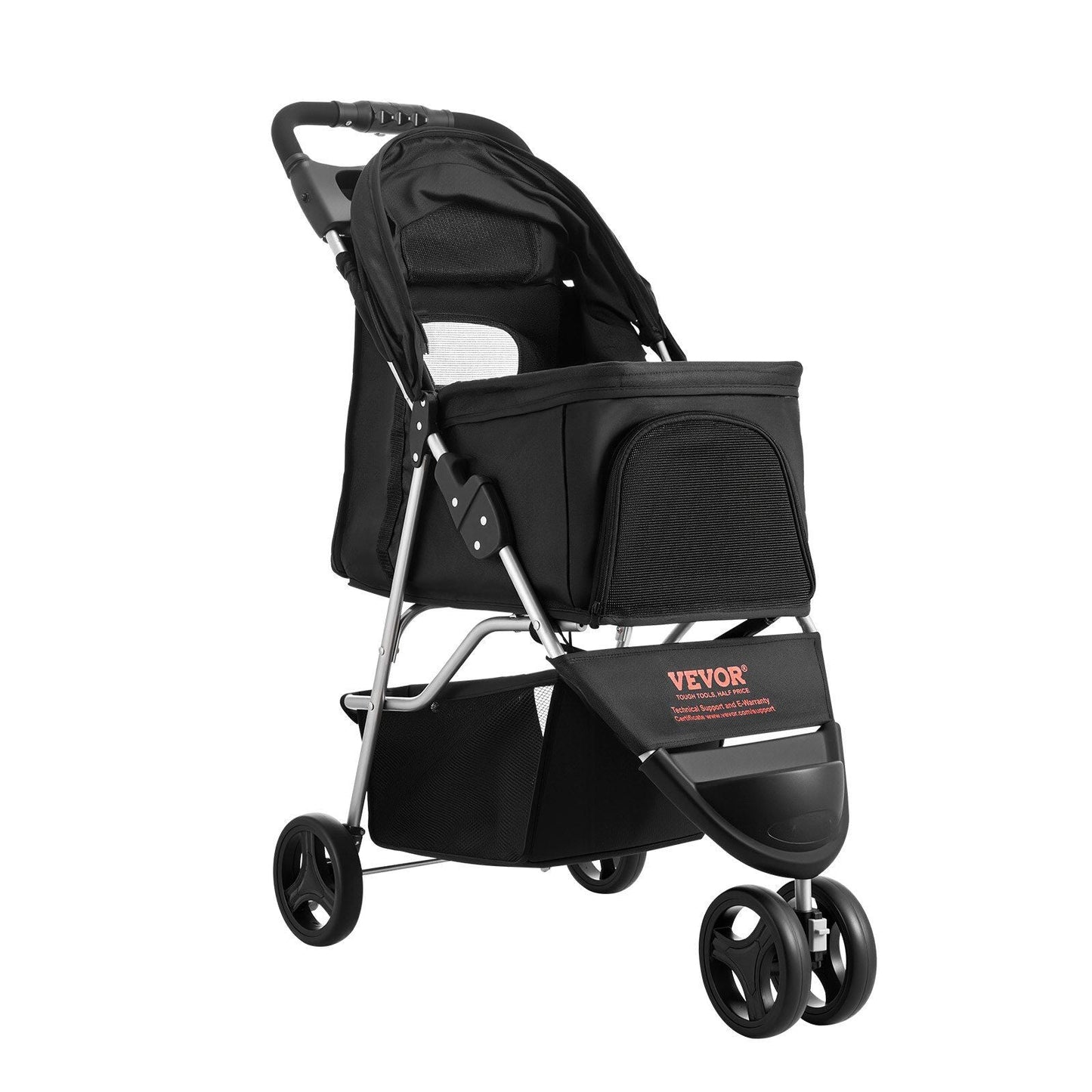 Foldable 3 Wheel Dog Stroller with Brake up to 35lbs