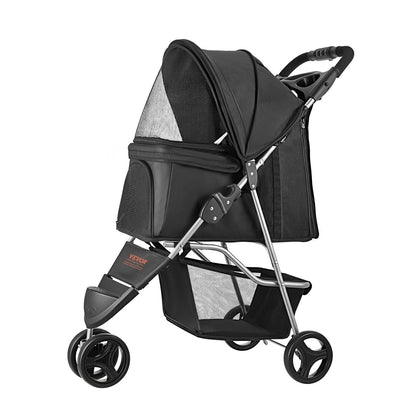Foldable 3 Wheel Dog Stroller with Brake up to 35lbs