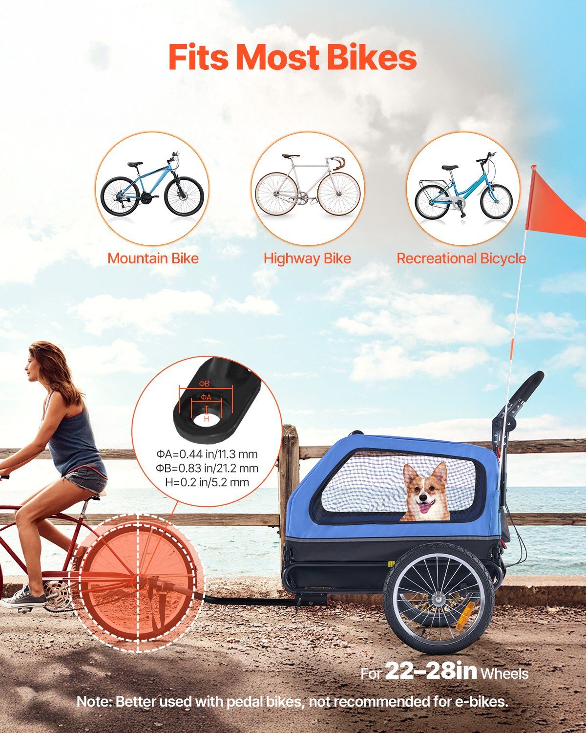 VEVOR 2-in-1 Dog Bike Trailer & Pet Stroller (up to 88 lbs)