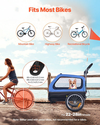 VEVOR 2-in-1 Dog Bike Trailer & Pet Stroller (up to 88 lbs)